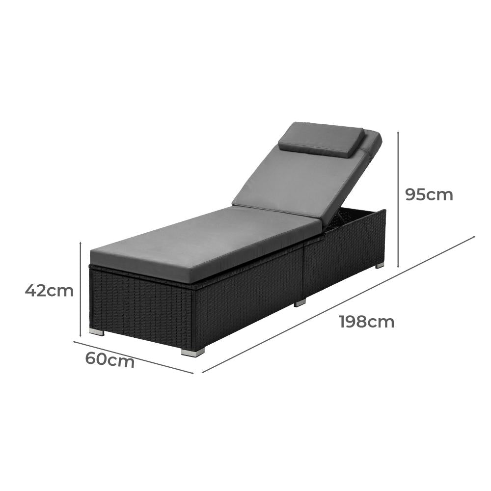 Livsip Sun Lounge Wicker Lounger Patio Furniture Outdoor Setting Day Bed-Sun Lounge-PEROZ Accessories