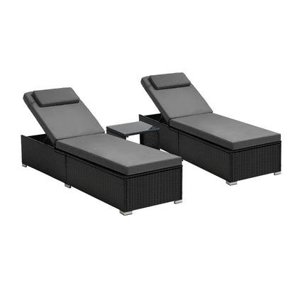 Livsip 2X Sun Lounge Wicker Lounger Table Setting Outdoor Furniture Day Bed-Sun Lounges-PEROZ Accessories