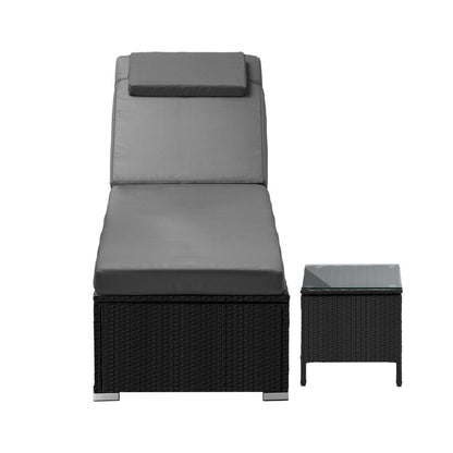 Livsip Sun Lounge Wicker Lounger Table Patio Furniture Outdoor Setting Day Bed-Sun Lounge-PEROZ Accessories