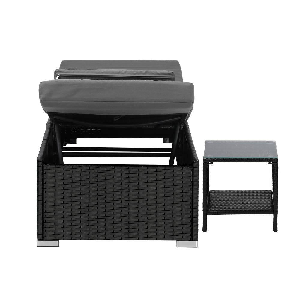 Livsip Sun Lounge Wicker Lounger Table Patio Furniture Outdoor Setting Day Bed-Sun Lounge-PEROZ Accessories