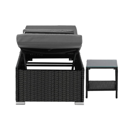 Livsip Sun Lounge Wicker Lounger Table Patio Furniture Outdoor Setting Day Bed-Sun Lounge-PEROZ Accessories