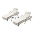 Livsip 3PCS Outdoor Sun Lounger Wicker Lounge Table Chairs Grey-Sun Lounge-PEROZ Accessories