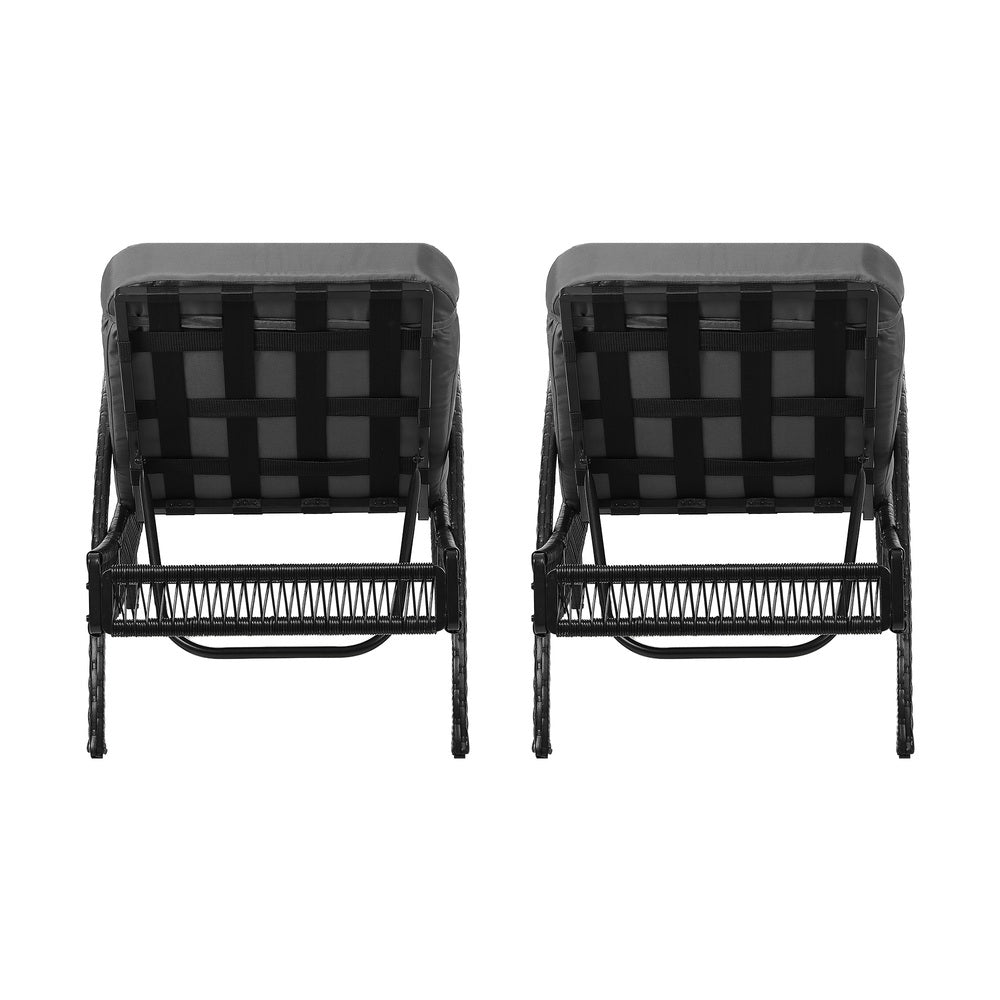 Livsip 2PCS Outdoor Sun Lounge Wicker Bed Patio Furniture Grey-Sun Lounge-PEROZ Accessories