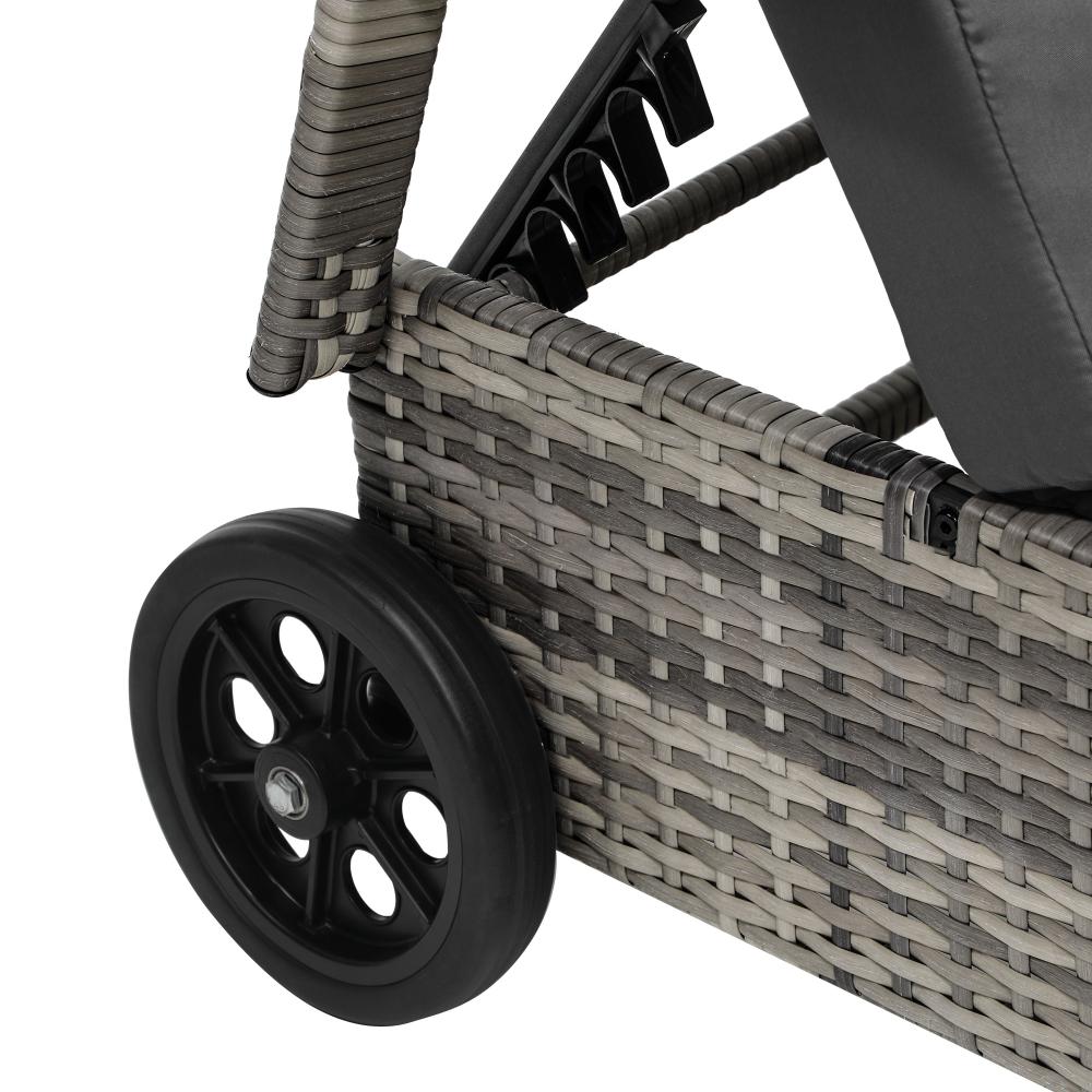 Livsip 2x Wheeled Sun Lounger Day Bed W/ Table Outdoor Setting Patio Furniture-Sun Lounge-PEROZ Accessories