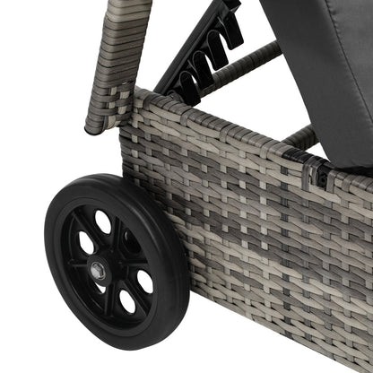 Livsip 2x Sun Lounge Adjustable Backrest Wicker Grey-Sun Lounge-PEROZ Accessories