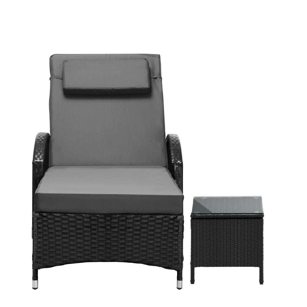 Livsip Sun Lounger Wheeled Day Bed with Table Set Outdoor Patio Furniture-Sun Lounge-PEROZ Accessories