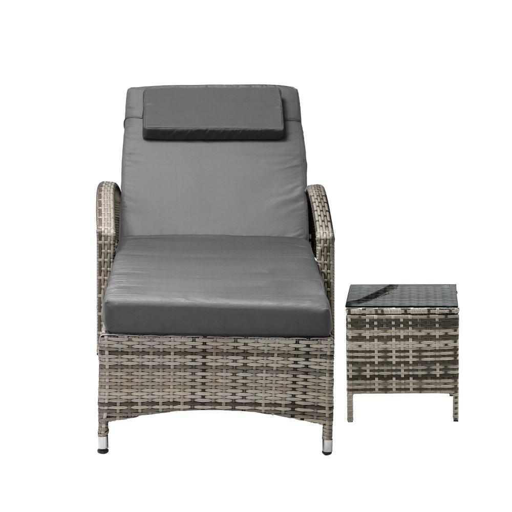 Livsip Sun Lounger Wheeled Day Bed with Table Patio Outdoor Setting Furniture-Sun Lounge-PEROZ Accessories