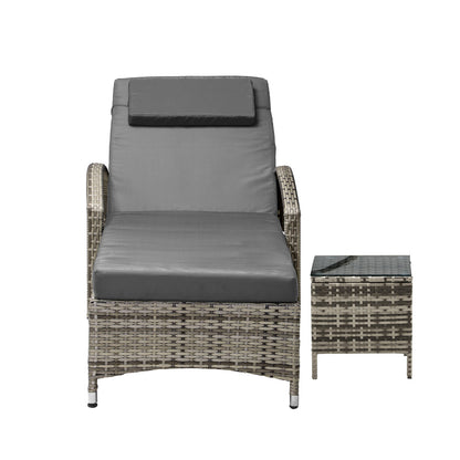 Livsip Sun Lounger Wheeled Day Bed with Table Patio Outdoor Setting Furniture-Sun Lounges-PEROZ Accessories