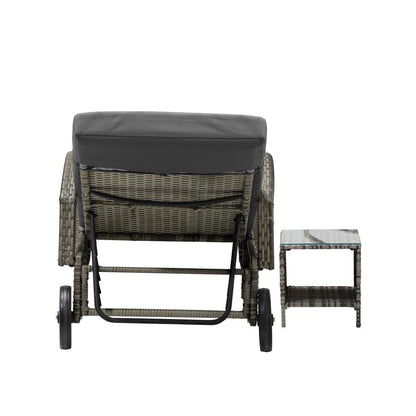 Livsip Sun Lounger Wheeled Day Bed with Table Patio Outdoor Setting Furniture-Sun Lounge-PEROZ Accessories