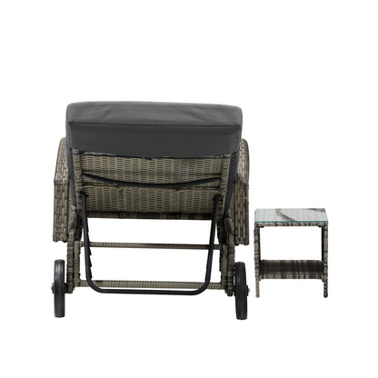 Livsip Sun Lounger Wheeled Day Bed with Table Patio Outdoor Setting Furniture-Sun Lounges-PEROZ Accessories