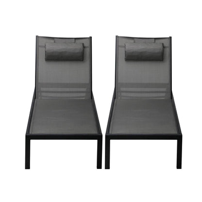 Livsip 2pc Sun Lounge with Aluminium Frame and Wheels Removable Day Bed Outdoor Furniture Garden Patio Lounge-Sun Lounge-PEROZ Accessories