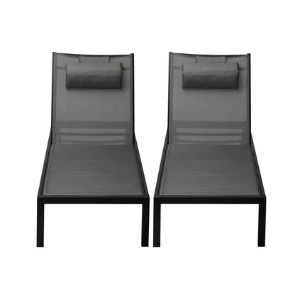 Livsip 2pc Sun Lounge with Aluminium Frame and Wheels Removable Day Bed Outdoor Furniture Garden Patio Lounge-Sun Lounge-PEROZ Accessories