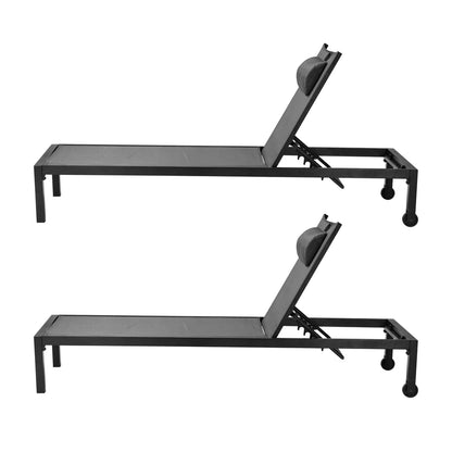 Livsip 2pc Sun Lounge with Aluminium Frame and Wheels Removable Day Bed Outdoor Furniture Garden Patio Lounge-Sun Lounge-PEROZ Accessories