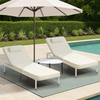 Livsip 3PCS Sun Lounge Outdoor Lounger Set Table Chairs Beige-Sun Lounge-PEROZ Accessories