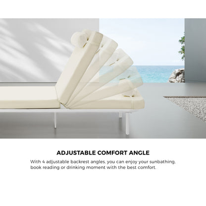 Livsip 3PCS Sun Lounge Outdoor Lounger Set Table Chairs Beige-Sun Lounge-PEROZ Accessories