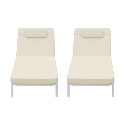 Livsip 2PCS Sun Lounge Outdoor Patio Furniture Setting Beige-Sun Lounge-PEROZ Accessories