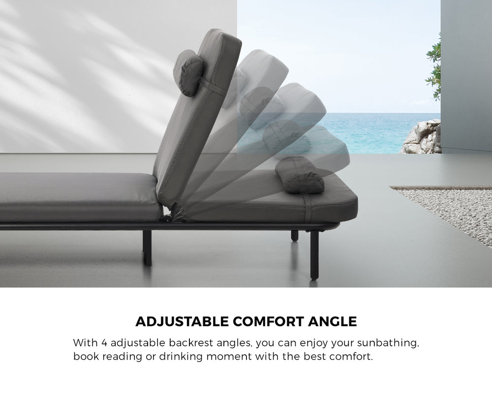 Livsip 3PCS Sun Lounge Outdoor Lounger Set Table Chairs Grey-Sun Lounge-PEROZ Accessories