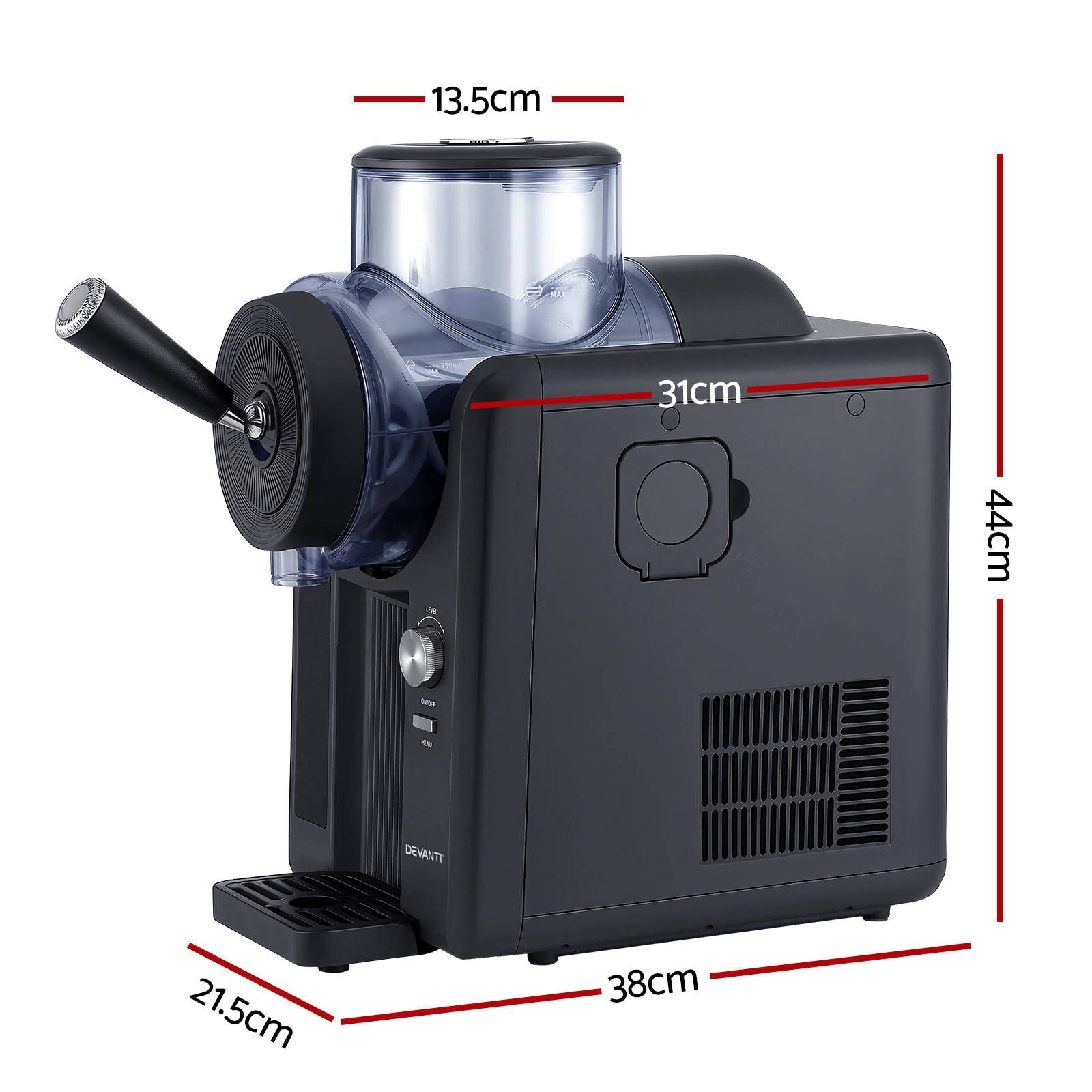 Devanti 2L Slushie Machine Ice Cream Maker Frozen Smoothies Milkshakes Black-Appliances > Kitchen Appliances > Ice Makers-PEROZ Accessories