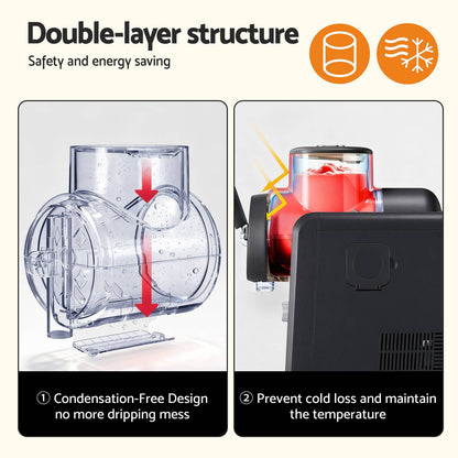 Devanti 2L Slushie Machine Ice Cream Maker Frozen Smoothies Milkshakes Black-Appliances > Kitchen Appliances > Ice Makers-PEROZ Accessories