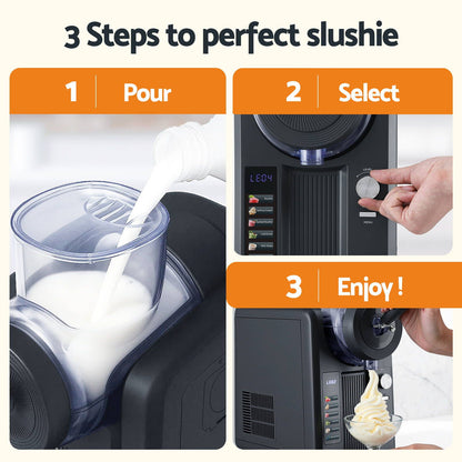 Devanti 2L Slushie Machine Ice Cream Maker Frozen Smoothies Milkshakes Black-Appliances > Kitchen Appliances > Ice Makers-PEROZ Accessories