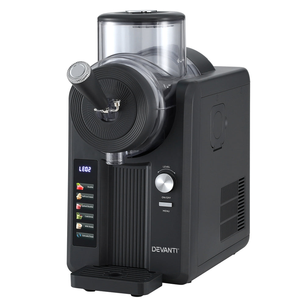 Devanti 2L Slushie Machine Ice Cream Maker Frozen Smoothies Milkshakes Black-Appliances &gt; Kitchen Appliances &gt; Ice Makers-PEROZ Accessories