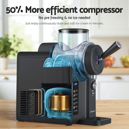 Devanti 2L Slushie Machine Ice Cream Maker Frozen Smoothies Milkshakes Black-Appliances &gt; Kitchen Appliances &gt; Ice Makers-PEROZ Accessories