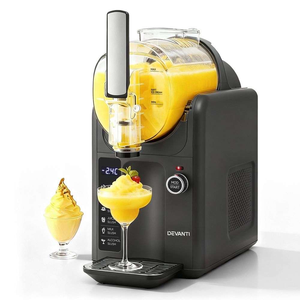 Devanti 5in1 Slushie Machine Ice Cream Maker 2L Grey-Appliances > Kitchen Appliances > Ice Makers-PEROZ Accessories