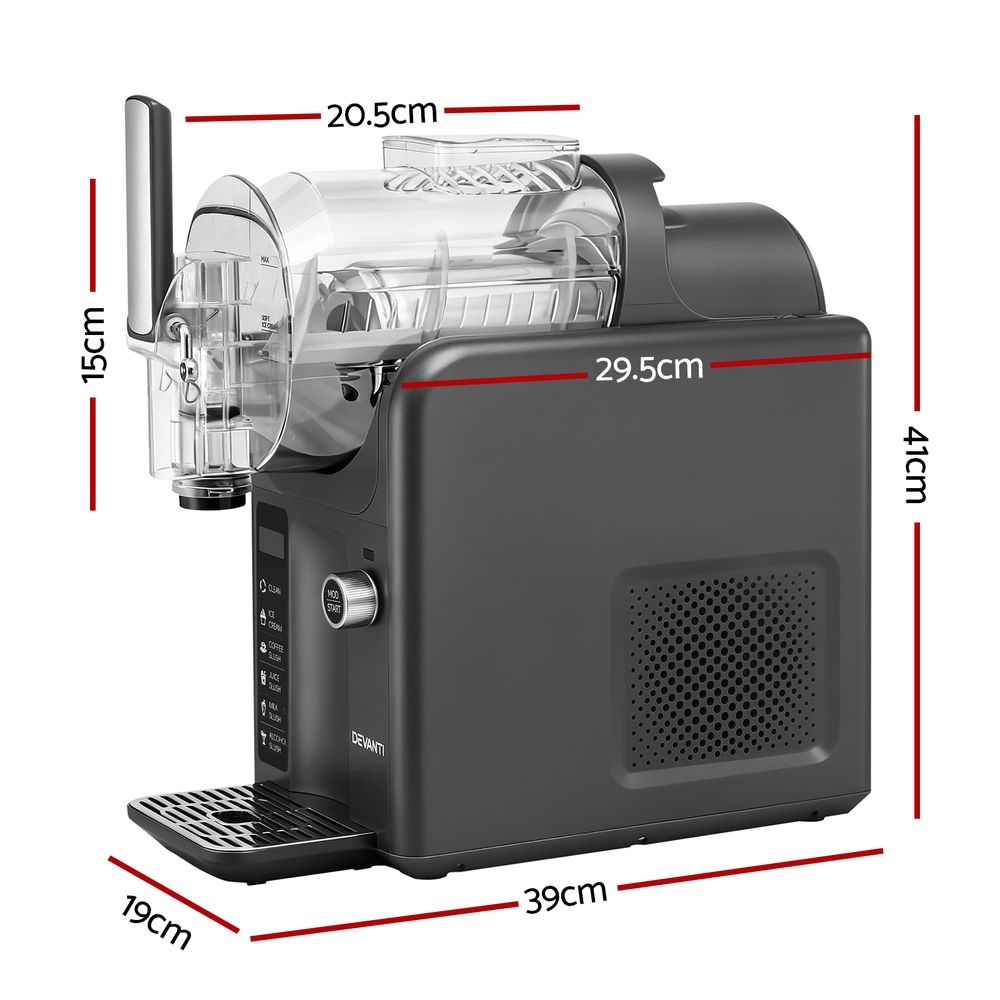 Devanti 5in1 Slushie Machine Ice Cream Maker 2L Grey-Appliances > Kitchen Appliances > Ice Makers-PEROZ Accessories