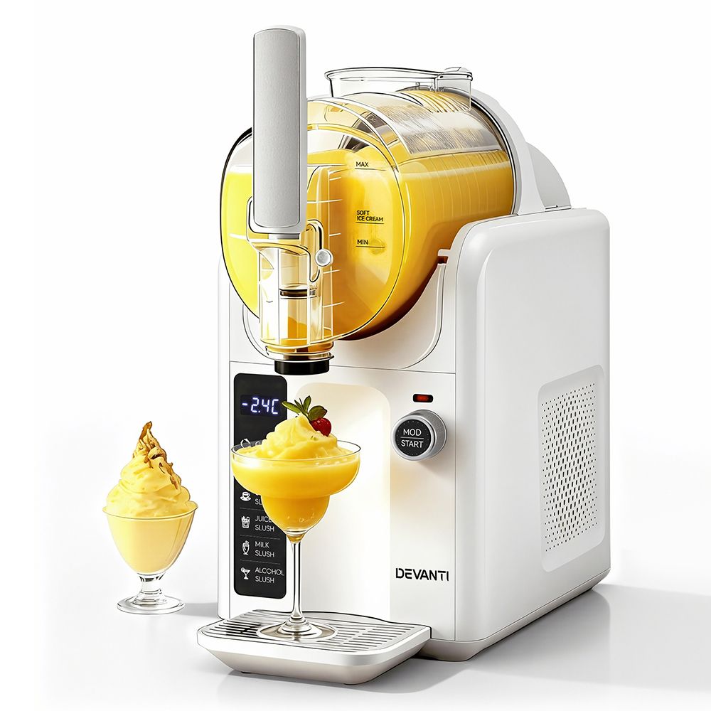 Devanti 5in1 Slushie Machine Ice Cream Maker 2L White-Appliances > Kitchen Appliances > Ice Makers-PEROZ Accessories