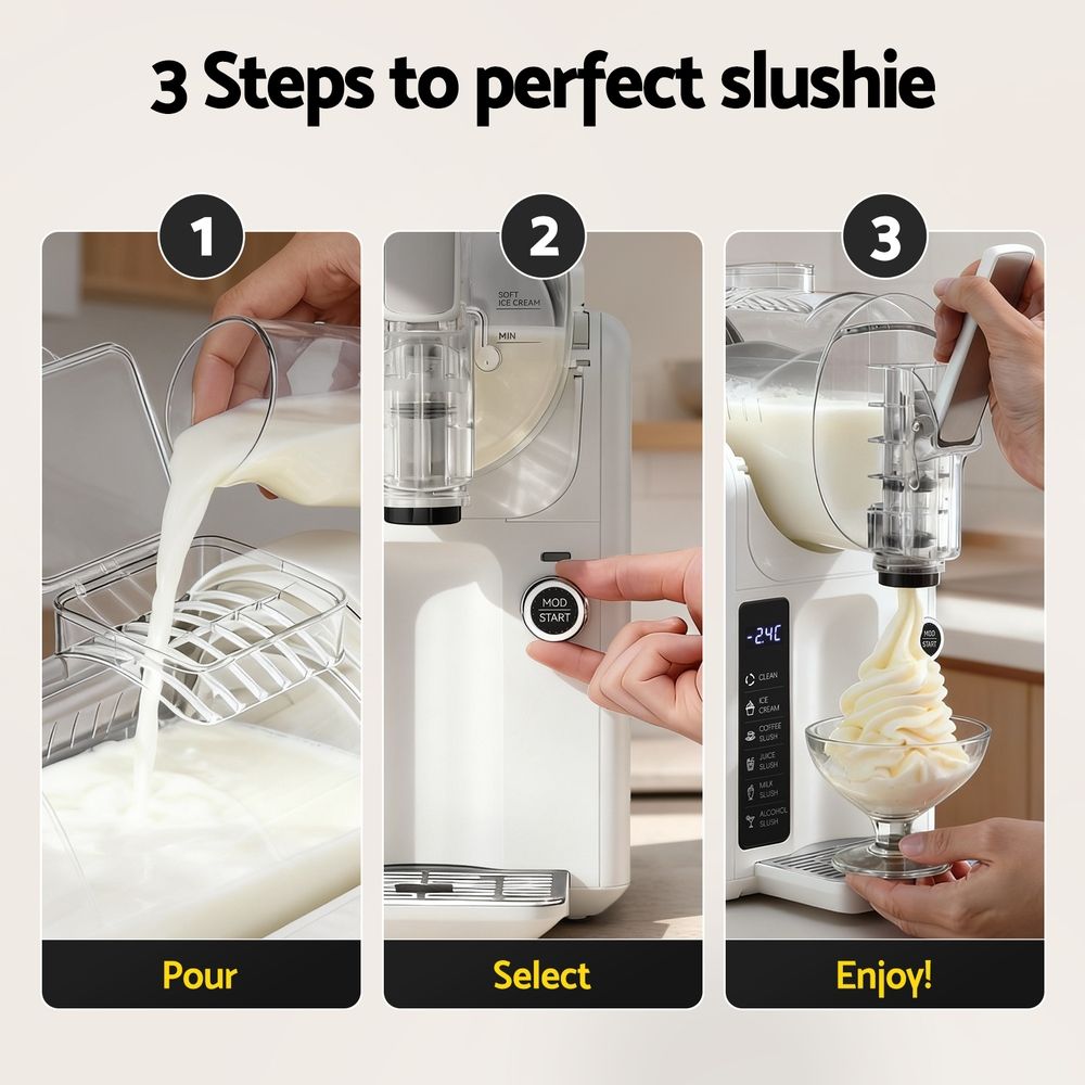 Devanti Slushie Machine Ice Cream Maker 2L White-Appliances > Kitchen Appliances > Ice Makers-PEROZ Accessories