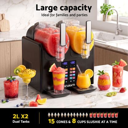Devanti Slushie Machine 4L Dual Tanks Frozen Drink Ice Cream Maker-Home &amp; Garden > Pool &amp; Accessories > Pool Covers &amp; Accessories-PEROZ Accessories