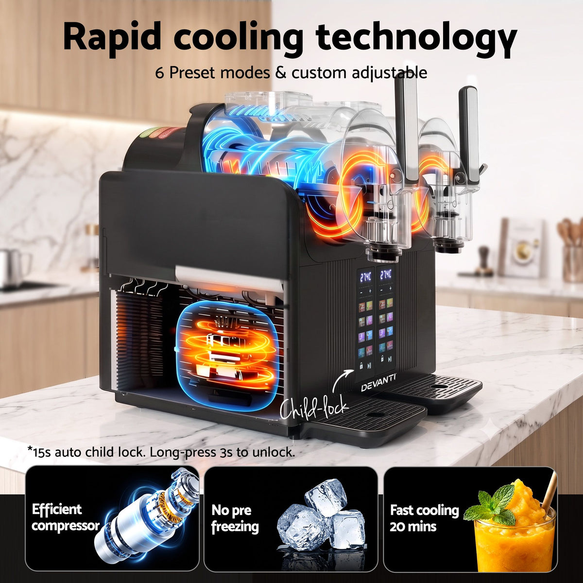 Devanti Slushie Machine 4L Dual Tanks Frozen Drink Ice Cream Maker-Home &amp; Garden > Pool &amp; Accessories > Pool Covers &amp; Accessories-PEROZ Accessories