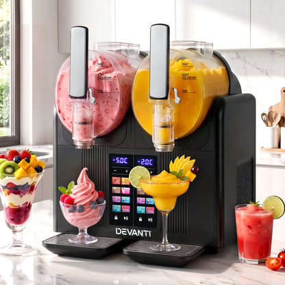 Devanti Slushie Machine 4L Dual Tanks Frozen Drink Ice Cream Maker-Home &amp; Garden > Pool &amp; Accessories > Pool Covers &amp; Accessories-PEROZ Accessories