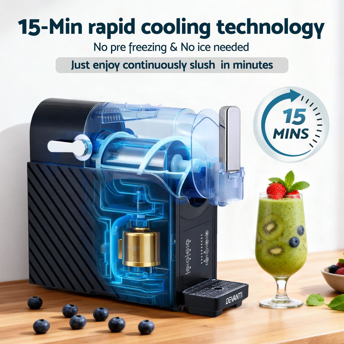 Devanti 1.8L Slushie Machine Maker Frozen Smoothies Milkshakes Black-Appliances > Kitchen Appliances > Ice Makers-PEROZ Accessories