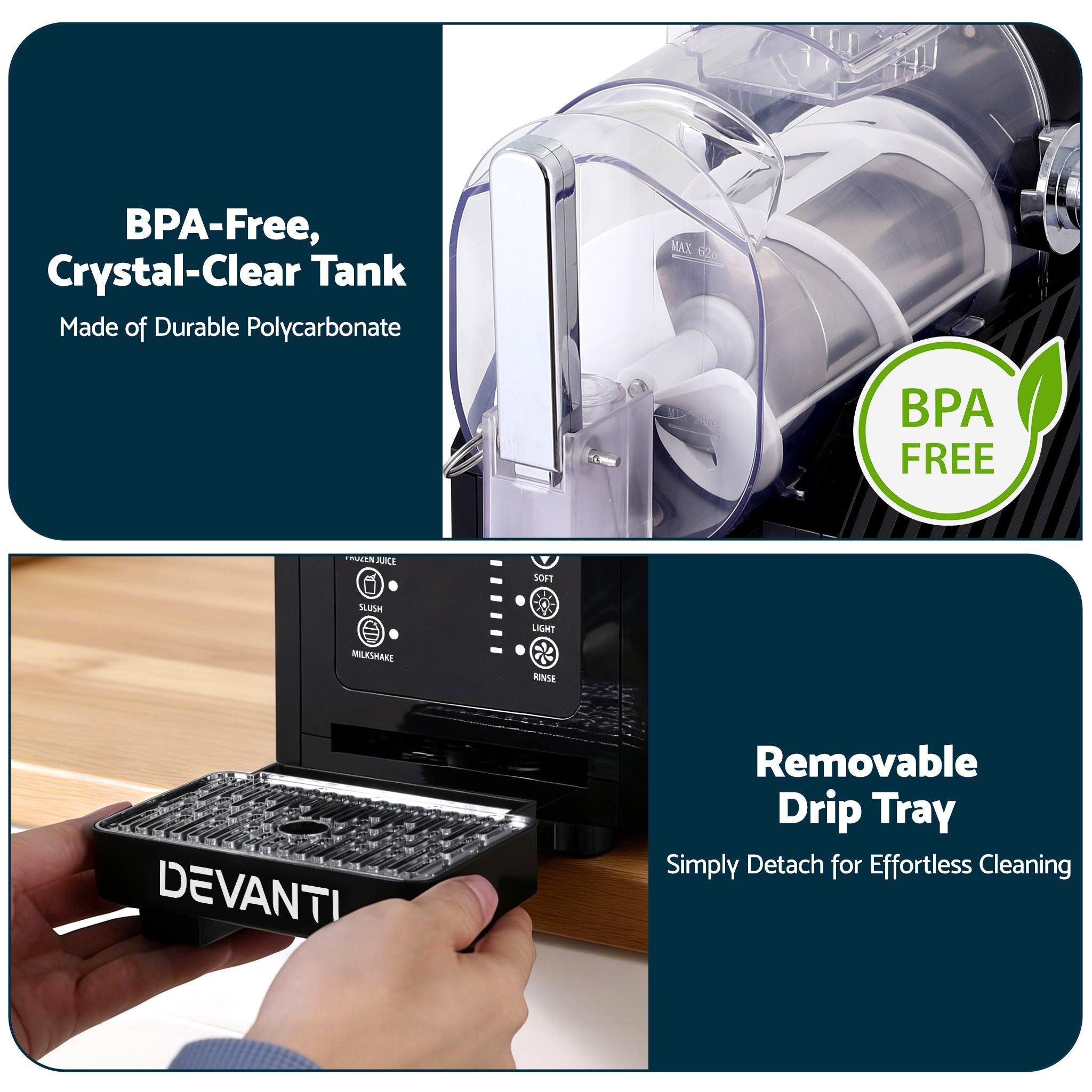 Devanti 1.8L Slushie Machine Maker Frozen Smoothies Milkshakes Black