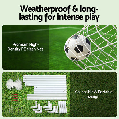 Everfit 8FT Soccer Football Goal Net UPVC Frame with PE Mesh Weatherproof Portable Goals for Backyard Training Competitive Play-Sports &amp; Fitness &gt; Ball Sports &gt; Soccer &amp; Soccer Accessories-PEROZ Accessories