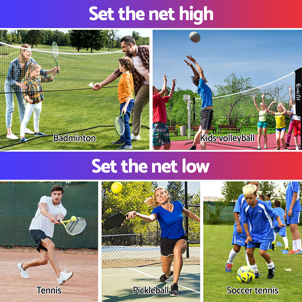 Everfit 3.6M Badminton Tennis Net Portable Volleyball Kit Adjustable Height-Sports &amp; Fitness &gt; Ball Sports &gt; Netball &amp; Netball Accessories-PEROZ Accessories