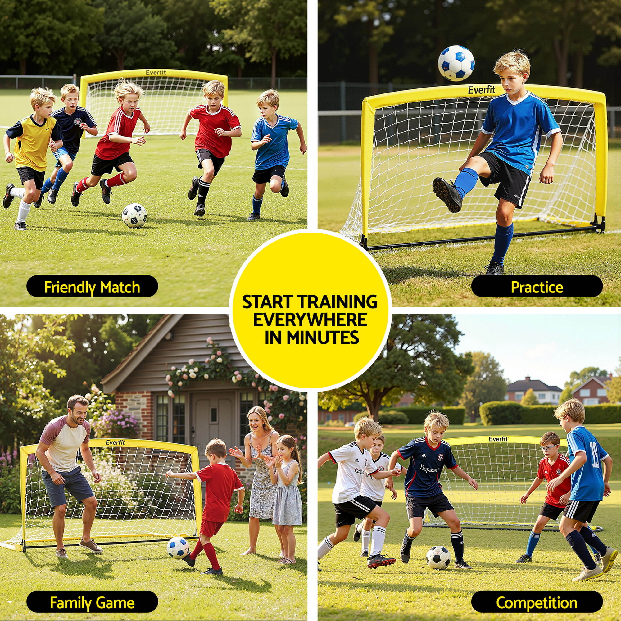 Everfit 2m Football Soccer Net Portable Goal Net Rebounder Sports Training-Sports &amp; Fitness > Ball Sports > Soccer &amp; Soccer Accessories-PEROZ Accessories