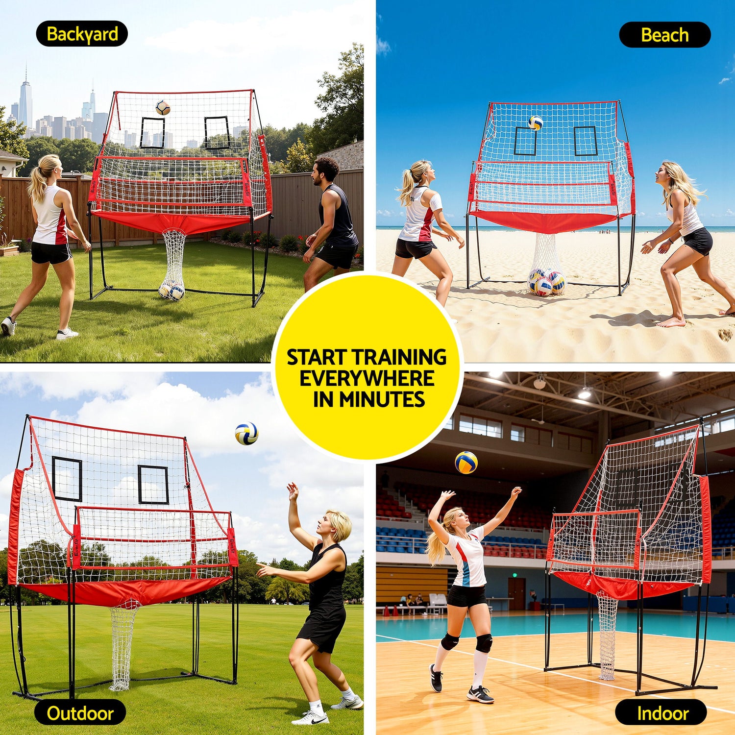 Everfit 8ft Volleyball Net Training Equipment Adjustable Height Portable with Ball and Bag-Sports &amp; Fitness > Ball Sports > Netball &amp; Netball Accessories-PEROZ Accessories