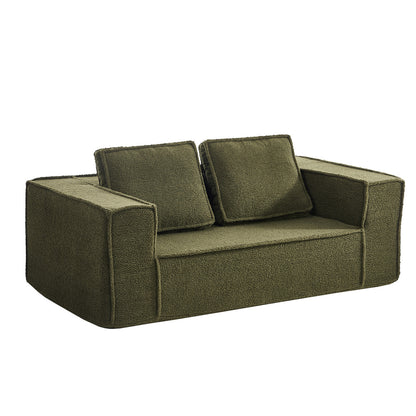 Oikiture 2-Seater Compressed Sofa in a Box Couch Sherpa Green-Sofa-PEROZ Accessories