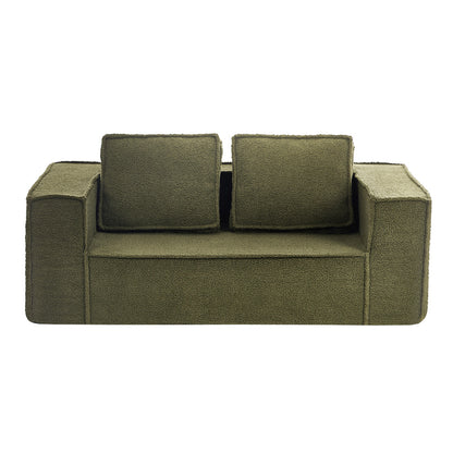 Oikiture 2-Seater Compressed Sofa in a Box Couch Sherpa Green-Sofa-PEROZ Accessories