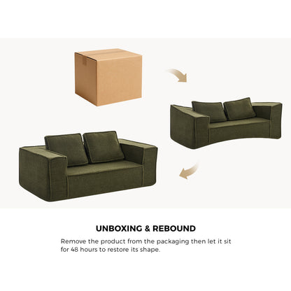 Oikiture 2-Seater Compressed Sofa in a Box Couch Sherpa Green-Sofa-PEROZ Accessories