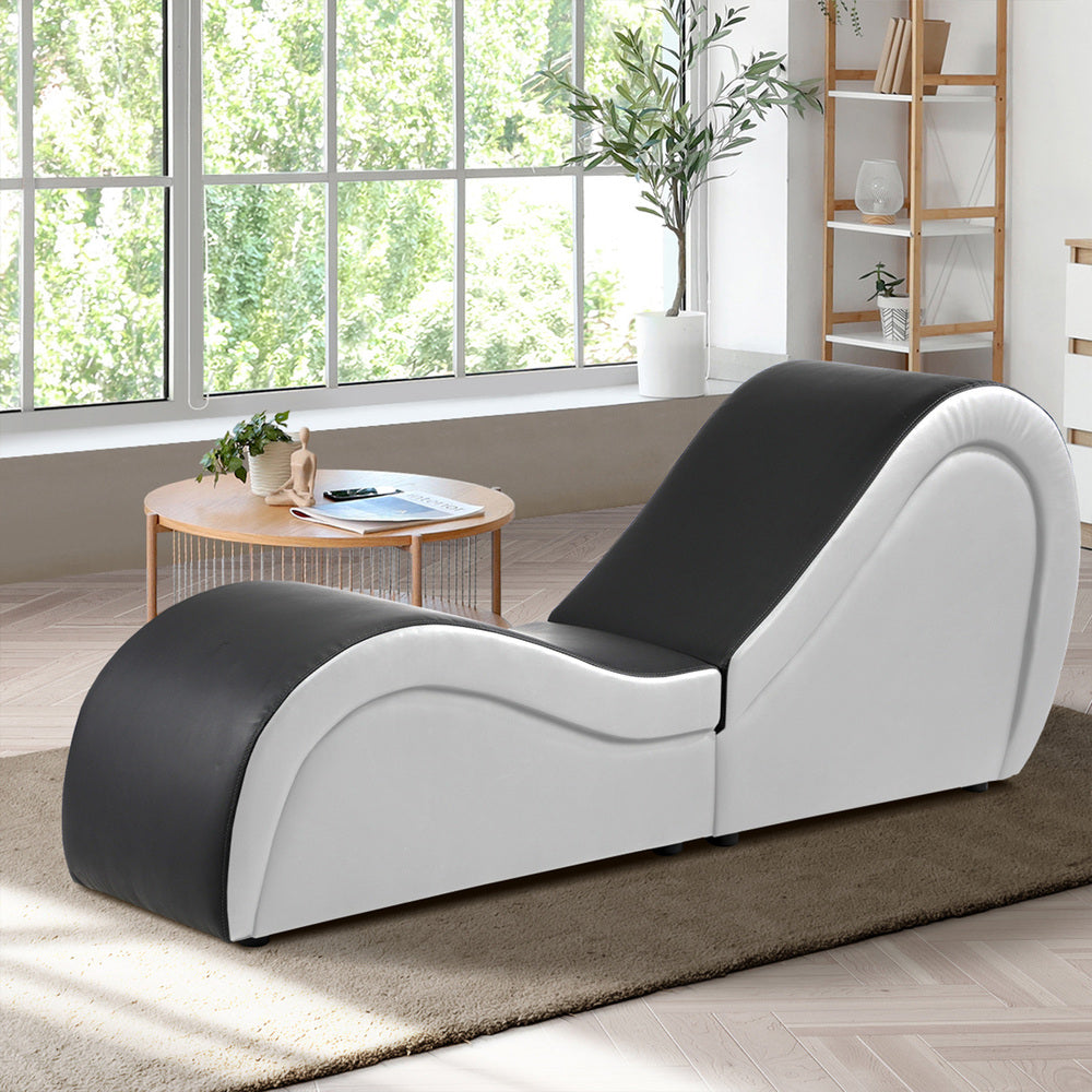 Oikiture Tantra Sofa Love Seat Chaise Lounge Couples Yoga Bed BK &amp; WH-Sofa-PEROZ Accessories