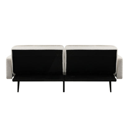 Oikiture 3-Seater Sofa Bed Convertible Boucle Sherpa Lounge Couch White-Sofa Beds-PEROZ Accessories
