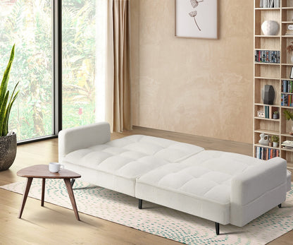 Oikiture 3-Seater Sofa Bed Convertible Boucle Sherpa Lounge Couch White-Sofa Beds-PEROZ Accessories