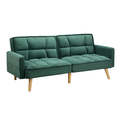Oikiture Sofa Bed Velvet 3-Seater Green-Sofa Bed-PEROZ Accessories