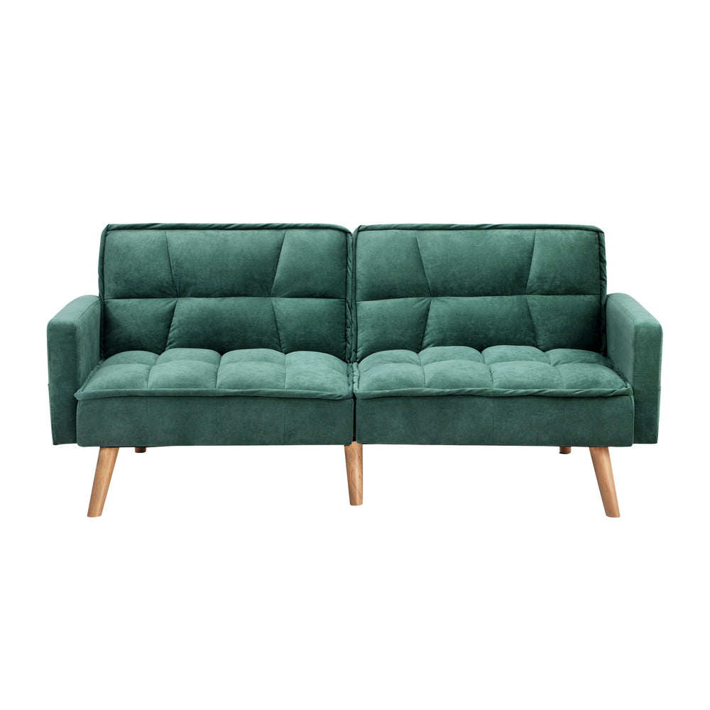 Oikiture Sofa Bed Velvet 3-Seater Green-Sofa Bed-PEROZ Accessories