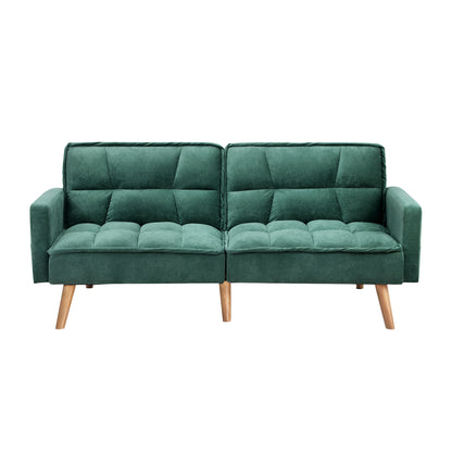 Oikiture Sofa Bed Velvet 3-Seater Green-Sofa Bed-PEROZ Accessories