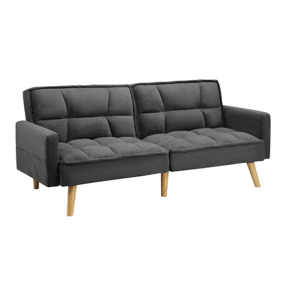 Oikiture Sofa Bed Convertible Velvet 3-Seater Grey-Sofa Bed-PEROZ Accessories