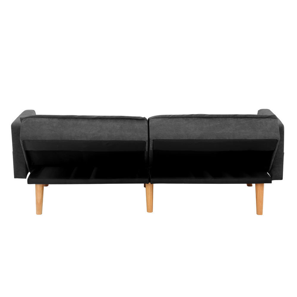 Oikiture Sofa Bed Convertible Velvet 3-Seater Grey-Sofa Bed-PEROZ Accessories
